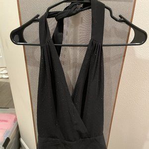 bebe black sparkly romper size xs